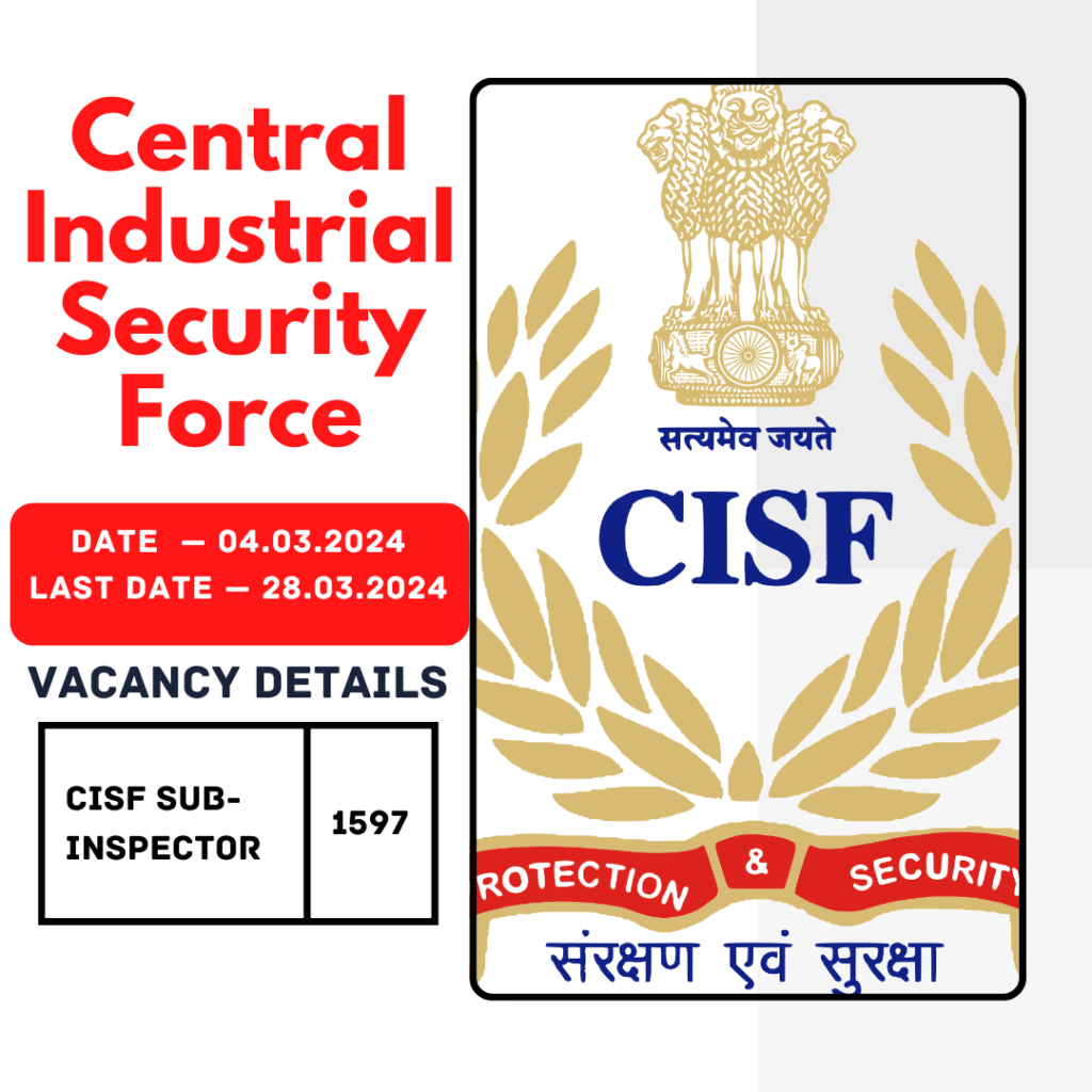 1597 CISF Sub-Inspector (SI) positions by the Staff Selection Commission (SSC). Only the Staff Selection Commission's official - computer-based Physical Standard Test (PST) and Physical Endurance Test (PET) PST/PET.